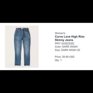 Abercrombie Curve Love High Rise Skinny Jeans
